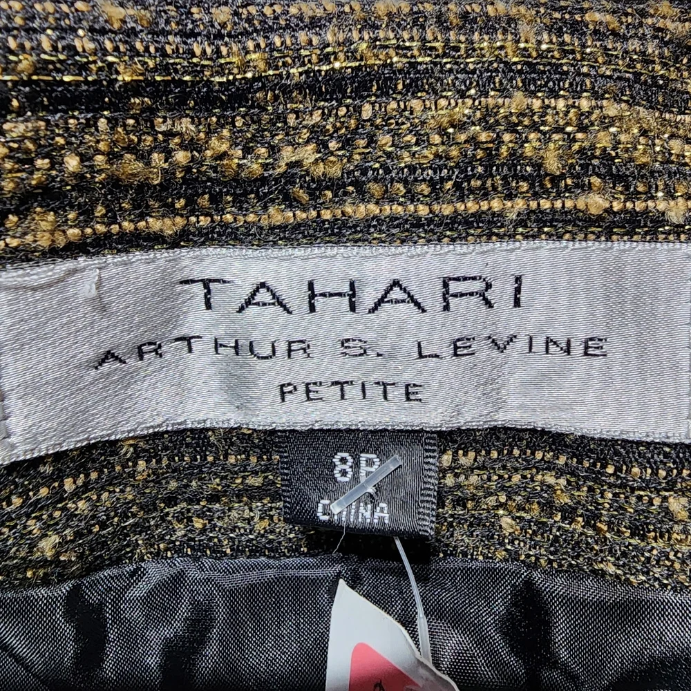 Tahari Black and Gold Vegan Leather Festive Jacket